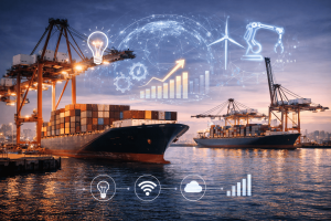 La I+D+i como palanca financiera para el sector portuario. Imagen elaborada con IA